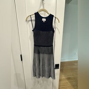 MILLY godet knit sweater flare dress 0 XS